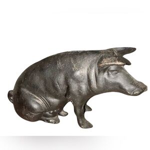 Vintage cast-iron pig piggy bank doorstop old English